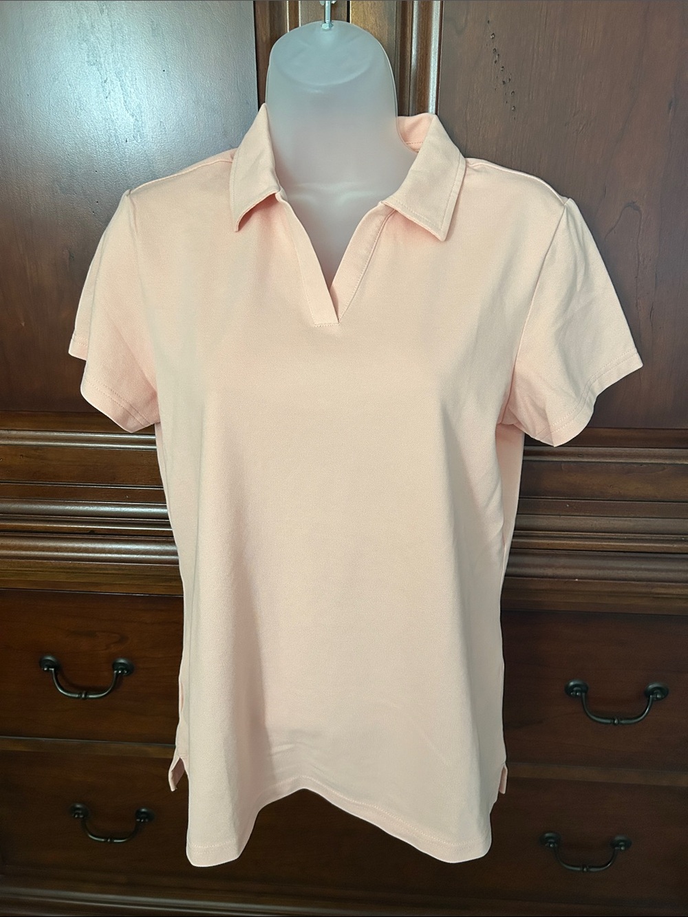 Women's Peach Short-Sleeve Polo Tee
